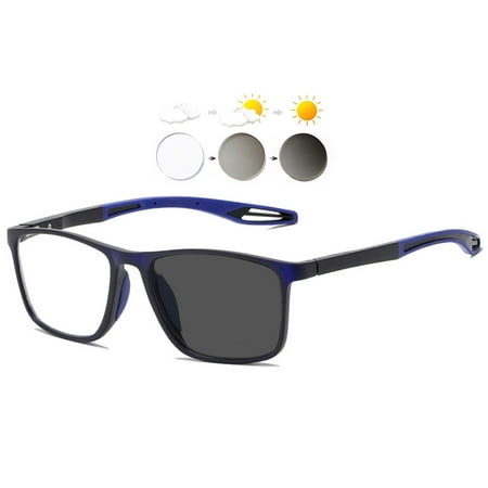 KOOSUFA Photochromic Reading Glasses +4.00 Blue Light Blocking Sun Readers Eyeglasses UV Protection TR90 Super Lightweight Sunglasses Eyewear for Men Women Grey Lens/dark blue