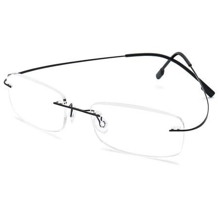 KOOSUFA Rimless Titanium Reading Glasses +2.00 Super Lightweight Eyeglasses Readers Frameless Eyewear for Men Women Black