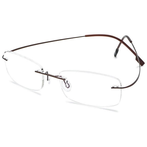 KOOSUFA Rimless Titanium Reading Glasses +2.00 Super Lightweight Eyeglasses Readers Frameless Eyewear for Men Women Coffee