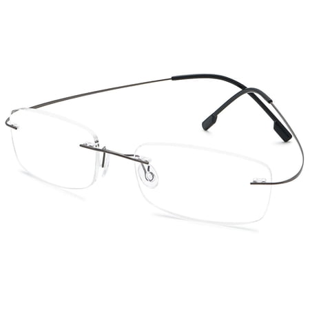 KOOSUFA Rimless Titanium Reading Glasses +3.00 Super Lightweight Eyeglasses Readers Frameless Eyewear for Men Women Grey