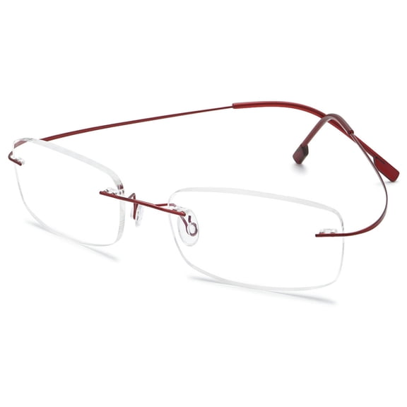 KOOSUFA Rimless Titanium Reading Glasses +3.00 Super Lightweight Eyeglasses Readers Frameless Eyewear for Men Women Red