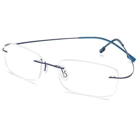 KOOSUFA Rimless Titanium Reading Glasses +4.00 Super Lightweight Eyeglasses Readers Frameless Eyewear for Men Women Blue