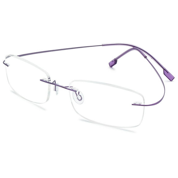 KOOSUFA Rimless Titanium Reading Glasses +4.00 Super Lightweight Eyeglasses Readers Frameless Eyewear for Men Women Purple