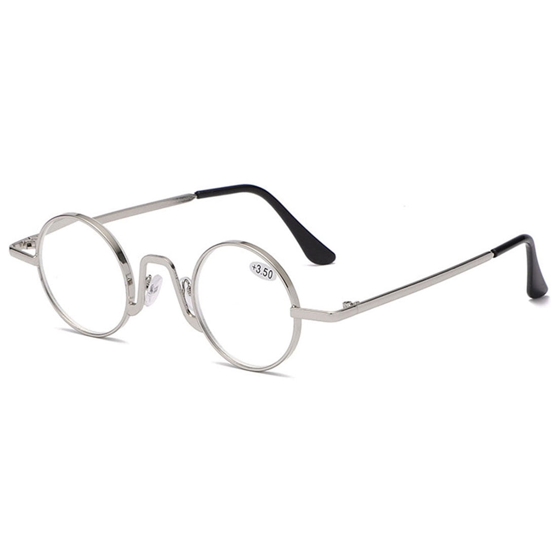 KOOSUFA Small Round Metal Reading Glasses 2.00 Blue Light Blocking Women Men Retro Eyeglasses Readers Eyewear Silver