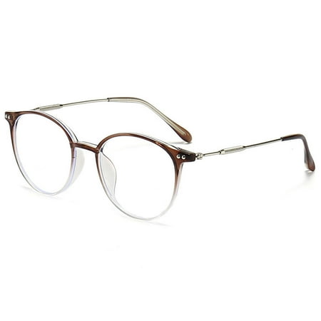 KOOSUFA Stylish Round Blue Light Blocking Glasses Women Men Retro Eyewear Eyeglasses for Computer Working Reading Gaming Gradient Brown