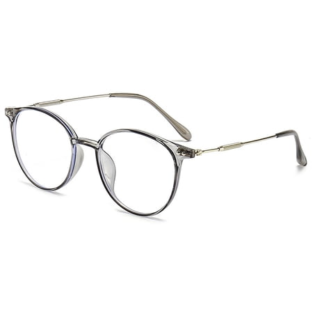 KOOSUFA Stylish Round Blue Light Blocking Glasses Women Men Retro Eyewear Eyeglasses for Computer Working Reading Gaming Transparent Grey