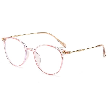 KOOSUFA Stylish Round Reading Glasses Blue Light Blocking +1.00 Women Men Eyeglasses Readers Eyewear Transparent Pink