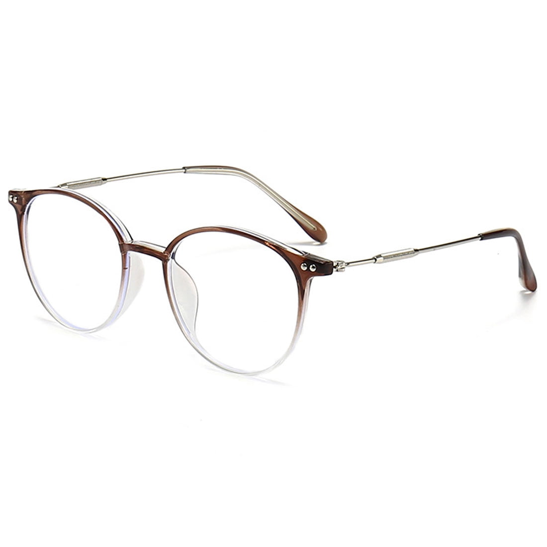KOOSUFA Stylish Round Reading Glasses Blue Light Blocking +1.50 Women Men Eyeglasses Readers Eyewear Gradient Brown