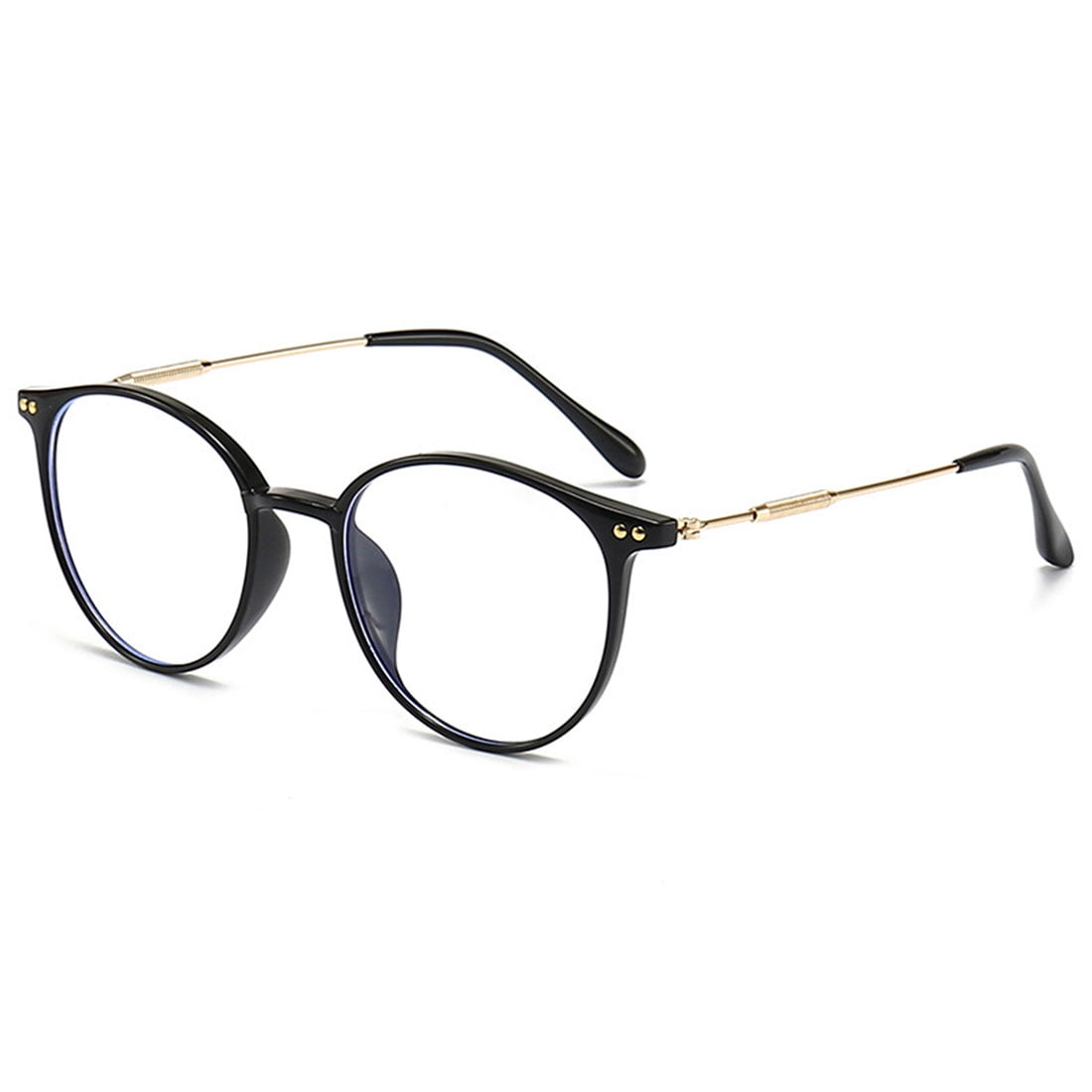 KOOSUFA Stylish Round Reading Glasses Blue Light Blocking +3.50 Women Men Eyeglasses Readers Eyewear, Bright black