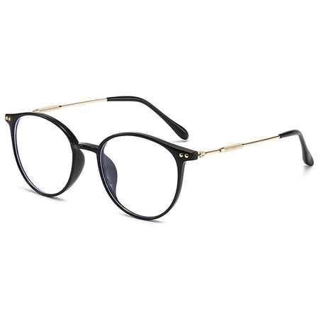 KOOSUFA Stylish Round Reading Glasses Blue Light Blocking +4.00 Women Men Eyeglasses Readers Eyewear Bright black