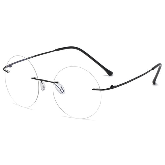 KOOSUFA Titanium Rimless Round Reading Glasses +1.5 Blue Light Blocking Eyeglasses Readers Frameless Eyewear for Men Women Black