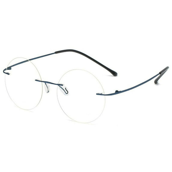 KOOSUFA Titanium Rimless Round Reading Glasses +2.0 Blue Light Blocking Eyeglasses Readers Frameless Eyewear for Men Women Blue