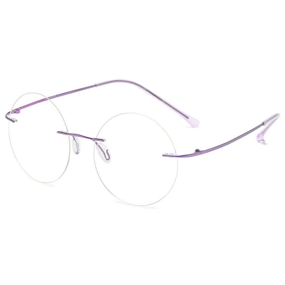 KOOSUFA Titanium Rimless Round Reading Glasses +2.0 Blue Light Blocking Eyeglasses Readers Frameless Eyewear for Men Women Purple