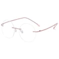 thumbnail image 1 of KOOSUFA Titanium Rimless Round Reading Glasses +3.0 Blue Light Blocking Eyeglasses Readers Frameless Eyewear for Men Women Pink, 1 of 7