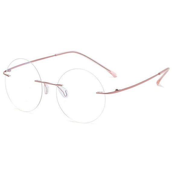 KOOSUFA Titanium Rimless Round Reading Glasses +4.0 Blue Light Blocking Eyeglasses Readers Frameless Eyewear for Men Women Pink