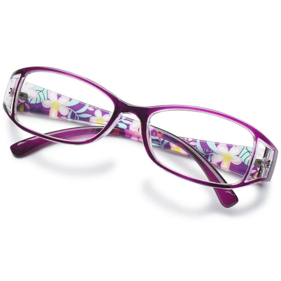 KOOSUFA Womens Floral Color Reading Glasses 1.75 Quality Rectangle Readers Eyeglasses Eyewear Purple
