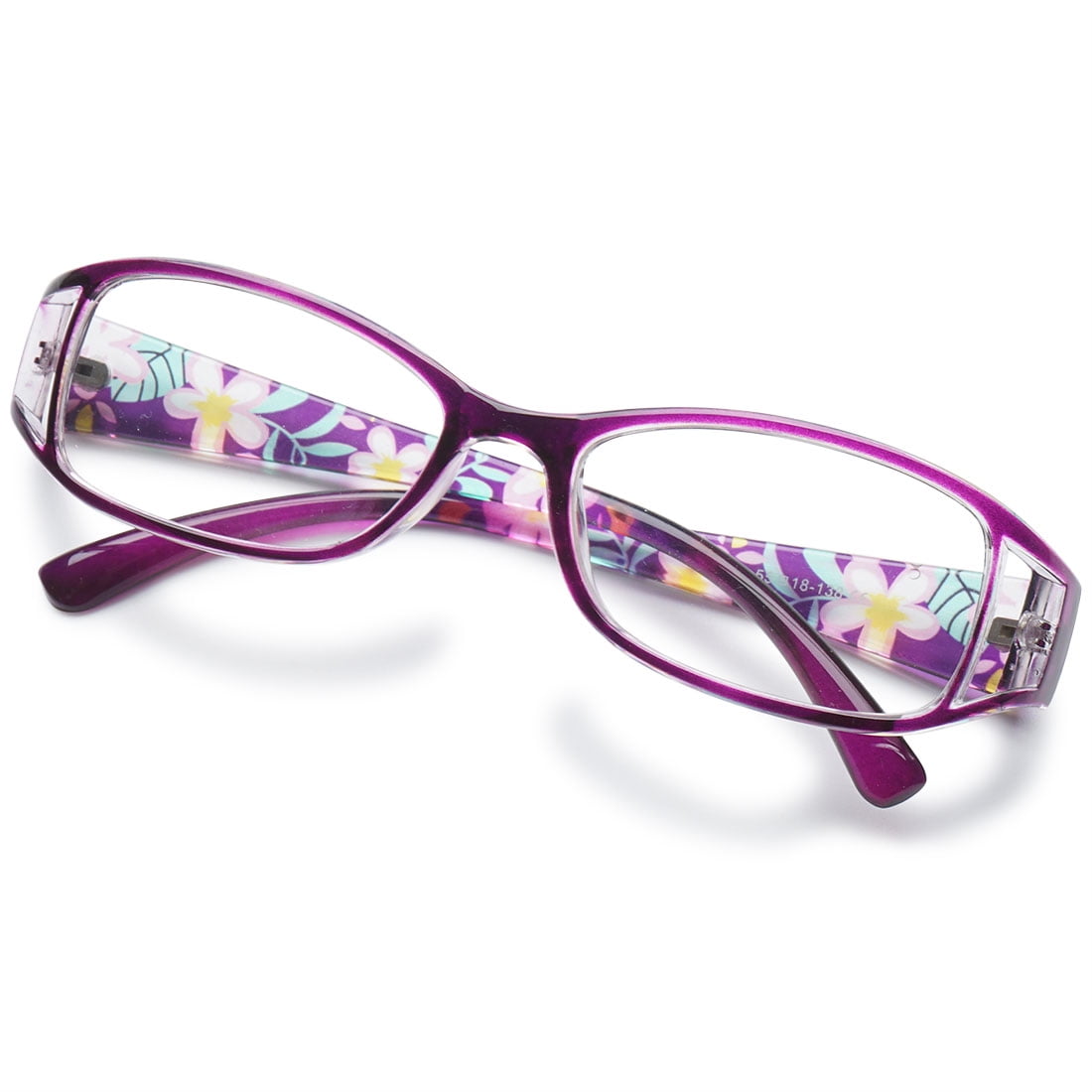 KOOSUFA Womens Floral Color Reading Glasses 3.25 Quality Rectangle Readers Eyeglasses Eyewear Purple Walmart