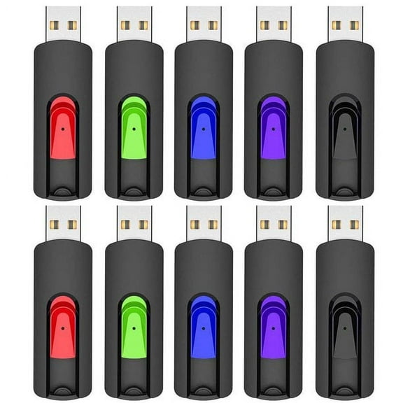 KOOTION 10 Pack 2GB USB Flash Drive Retractable Thumb Drives Multicolor Memory Sticks for Data Storage