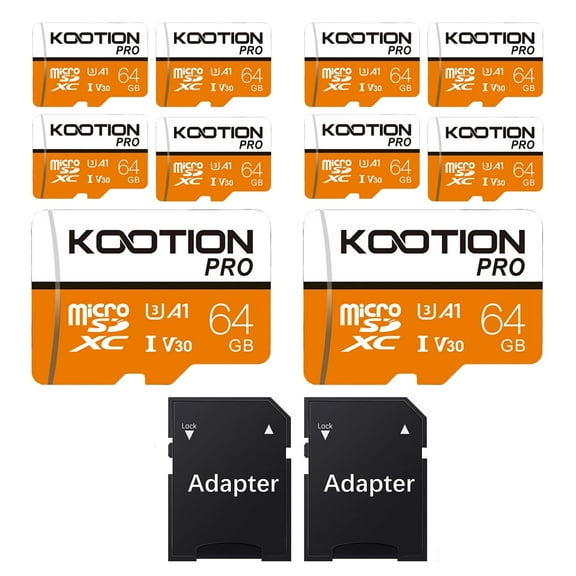 KOOTION 10 Pack 64 GB Micro SD Card TF Cards Micro SDXC UHS-I Memory Cards High Speed MicroSD Cards, V30, U3