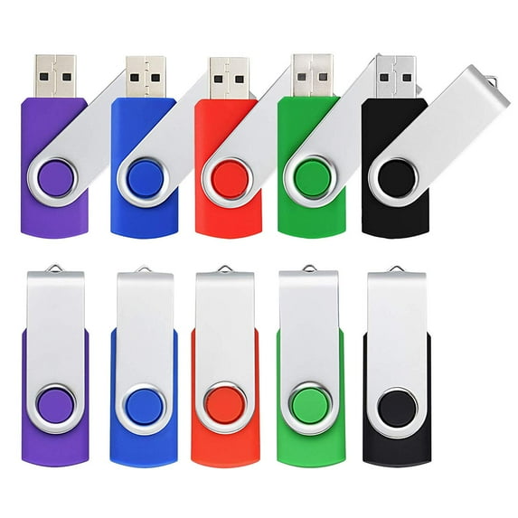 KOOTION 10Pack 32GB USB 2.0 Flash Drive Thumb Drives Memory Stick, 5 Mixed Colors: Black, Blue, Green, Purple, Red