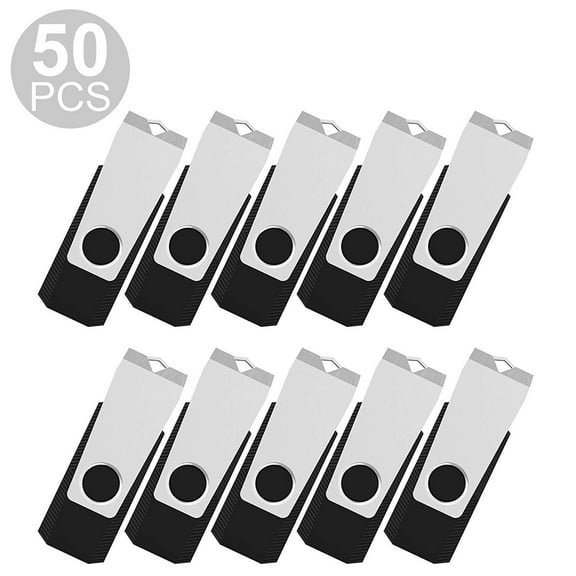KOOTION 16GB USB 2.0 Flash Drive Swivel Memory Stick Thumb Drives Bulk Pen Drive, Black, 50PCS