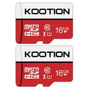 KOOTION 2Pack 16GB Micro SD Cards High Speed TF Card Class 10 Micro SDHC UHS-I Memory Cards without Adapter, C10, U1