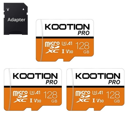 KOOTION 3 Pack 128 GB Memory Card U3 TF Card SDXC Card High Speed Full HD 4K Memory Card for Phone Table Camera