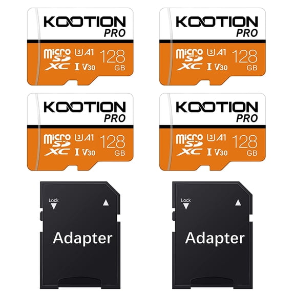 KOOTION PRO128GB Micro SDXC Flash Memory Card with 2 Adapters, 4 Total Count
