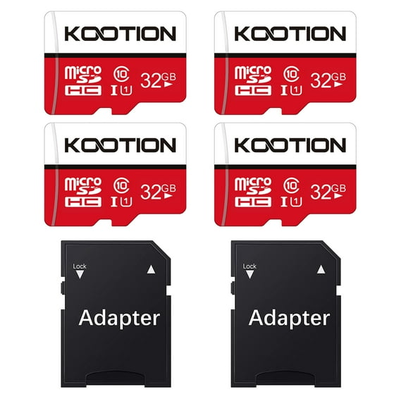 KOOTION 4 Pack 32 GB Micro SD Card TF Card High Speed MicroSD Card with Adapter Memory Card for Security Camera Phone Table