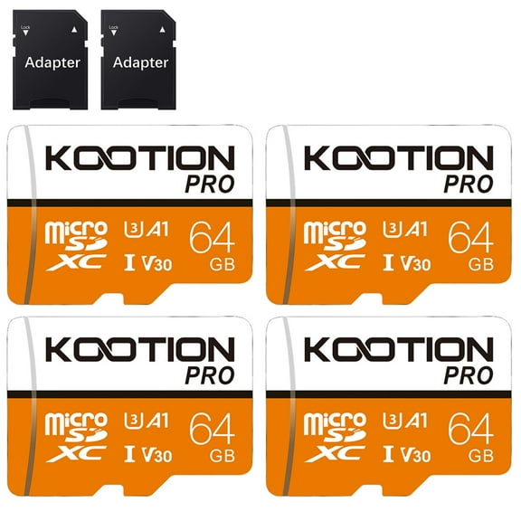 KOOTION 4 Pack 64 GB Micro SD Card TF Card High Speed MicroSD Card with Adapter Memory Card for Security Camera Phone Table