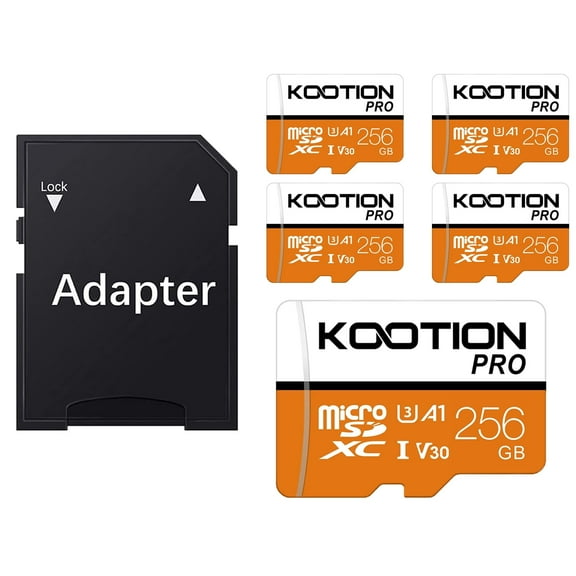 KOOTION 5 Pack 256 GB Micro SD Card TF Card with Adapter High Speed MicroSDXC U3 Full HD 4K Memory Card for Phone Table Monitor Camera