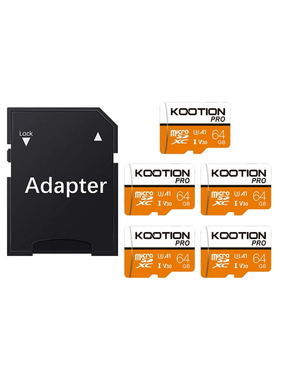 KOOTION 5 Pack 64 GB Micro SD Cards TF Card SDXC U3 Memory Cards High Speed microSD Card for Phone Security Camera