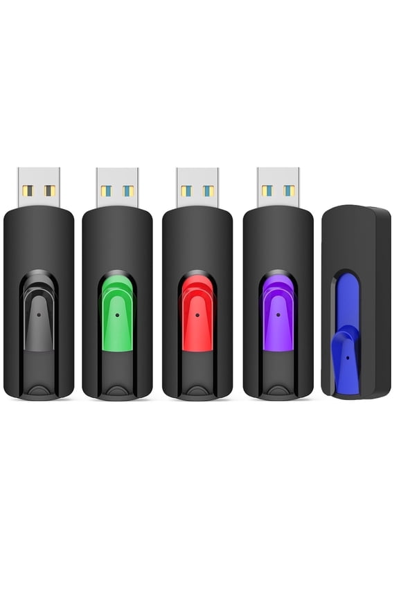 5 Pack 64GB USB Flash Drives Retractable Slide USB 2.0 Thumb Drive Jump Drive Zip Drive Memory Sticks Data Storage Backup for PC, Mac