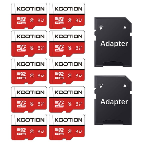 KOOTION 8GB SD Card 10 Pack with SD Adapter microSDHC Memory Card UHS-I C10 Micro SD Card Full HD High Speed TF Card