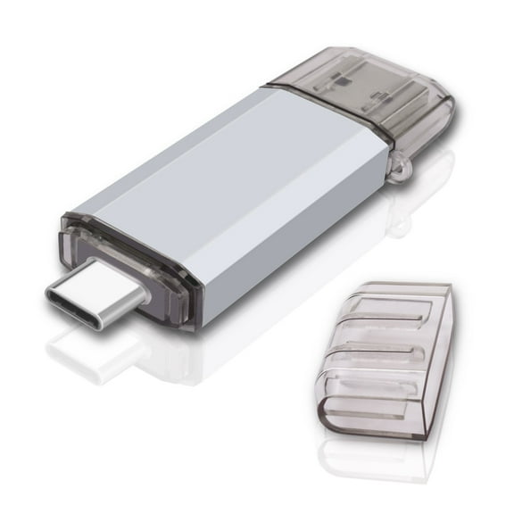 KOOTION Dual Flash Drive 128GB Type-C USB 3.0 OTG Jump Drive for USB C Smartphones, Tablets and New MacBook, Silver