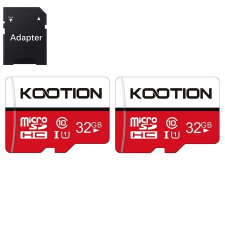 KOOTION microSDHC Memory Card 2 Pack 32 GB TF Card Memory Card with Adapter C10 SD Card for Dash Cam Phone Table Security Camera