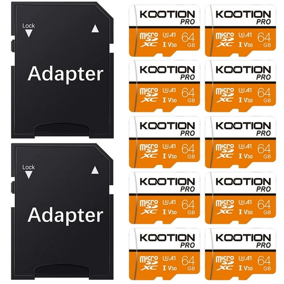 KOOTION Pro 64GB Micro SDXC Flash Memory Card with Adapter, 10 Total Count