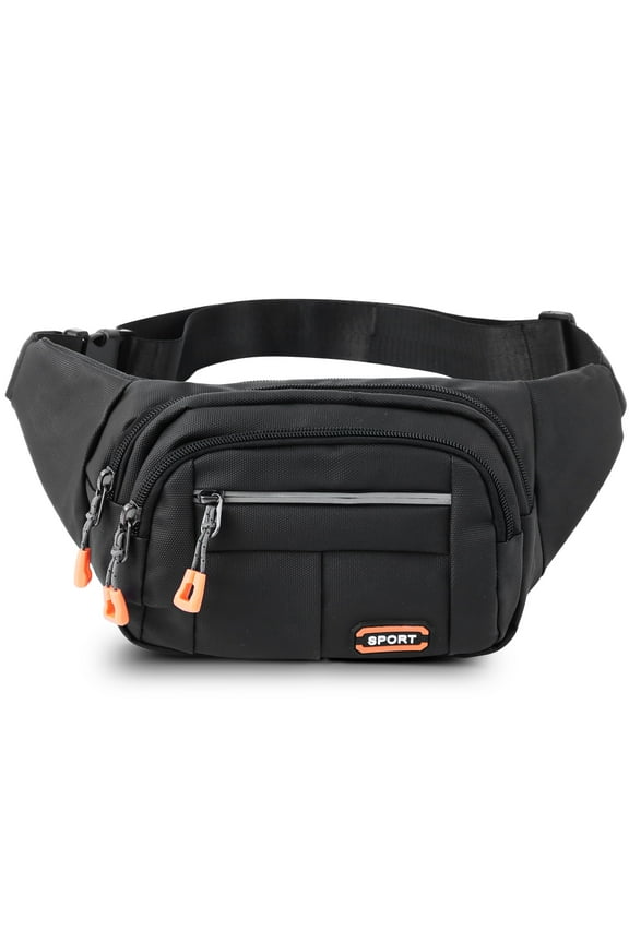 Fanny Pack for Women Men Belt Bag with 4 Pockets Crossbody Waist Pack Adjustable Strap Black