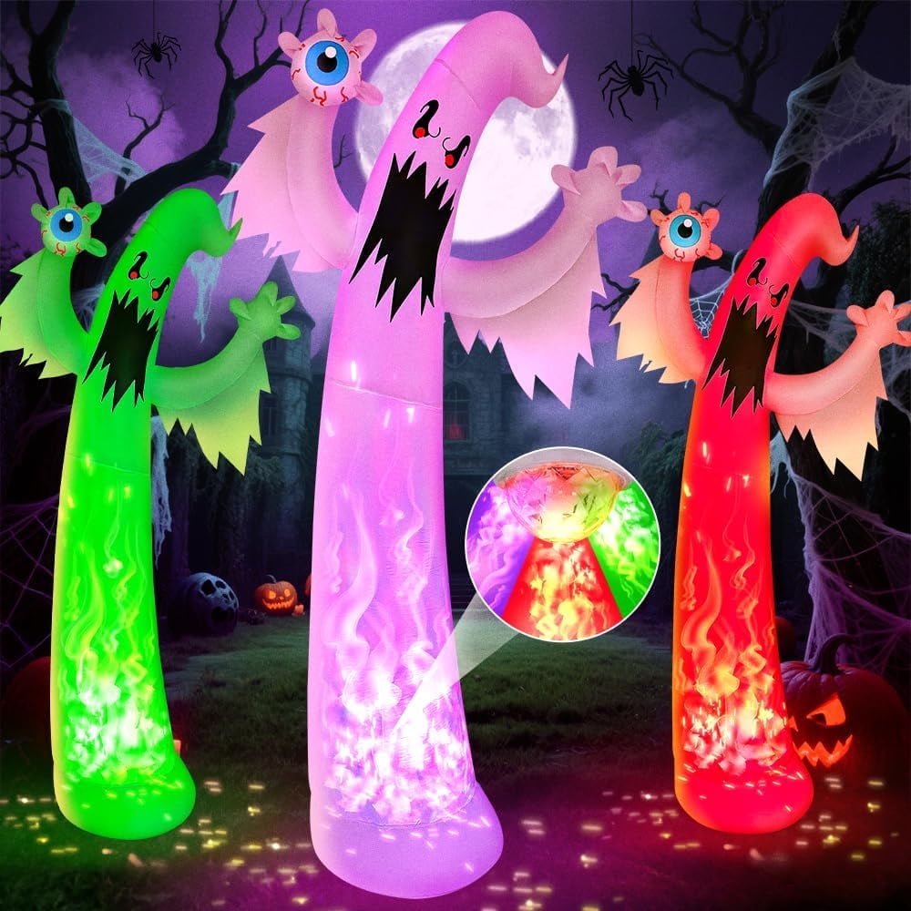 KOOY 12FT Giant Halloween Inflatables Ghost Decorations, Built in 7 ...