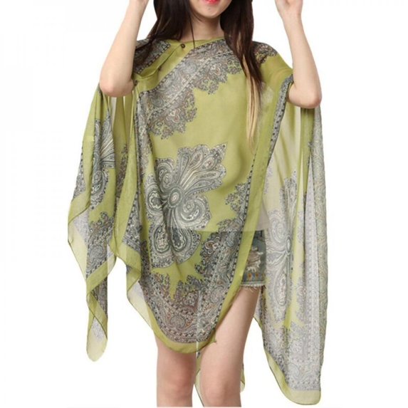 KOOYET Summer Vintage Women Floral Print Cover Up Blouse 3/4 Sleeve Casual Beach Boho Cover Up Long