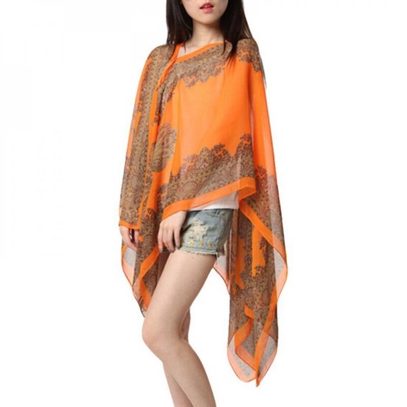 KOOYET Summer Vintage Women Floral Print Cover Up Blouse 3/4 Sleeve Casual Beach Boho Cover Up Long