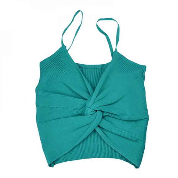 KOOYET Summer Women Knitted Vest Sleeveless Crop Deep V Neck Vest Solid Casual Outfits