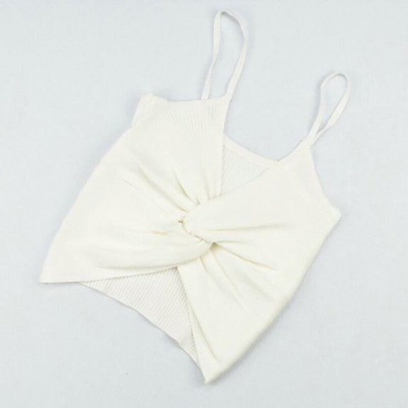 KOOYET Summer Women Knitted Vest Sleeveless Crop Deep V Neck Vest Solid Casual Outfits