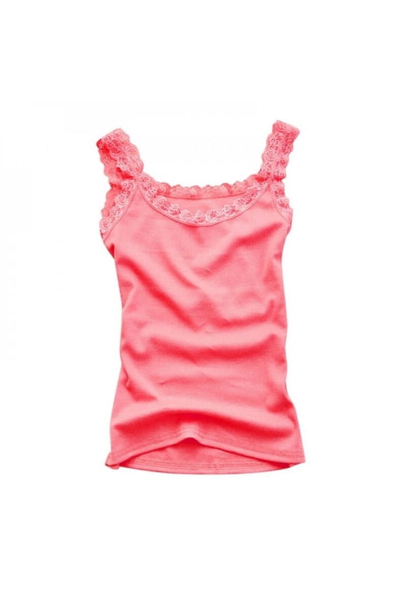 Women Lace Tank Multicolors Sleeveless U Neck Soft Vest Summer Fashion Casual Cotton Camisole Candy Colors