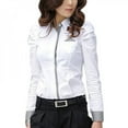 thumbnail image 1 of KOOYET Women Office Lady formal Button Down White Shirts Long Sleeve Blouse Sale, 1 of 4