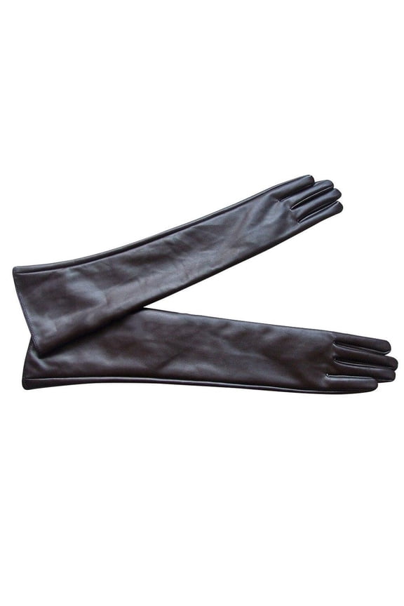 Women Opera Party Warm Long Glove Faux Leather Over Elbow Gloves