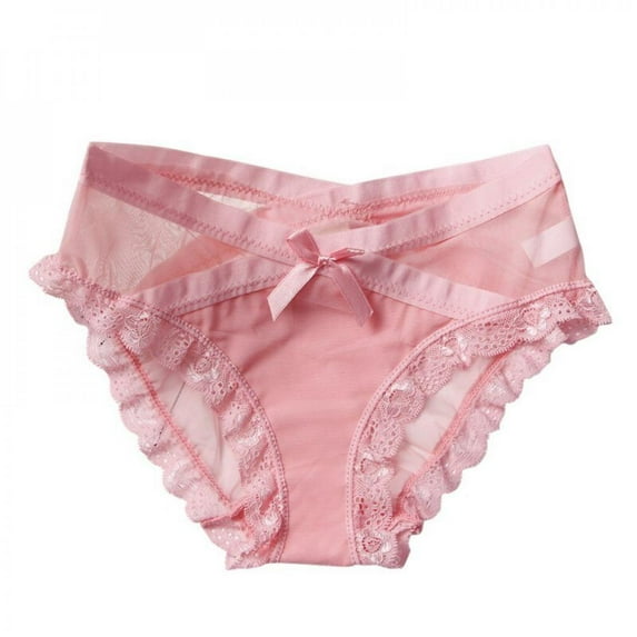 KOOYTE Bow Net Yarn Lace Wrap Intimates Women Underwear Transparent Lingerie Panties Briefs