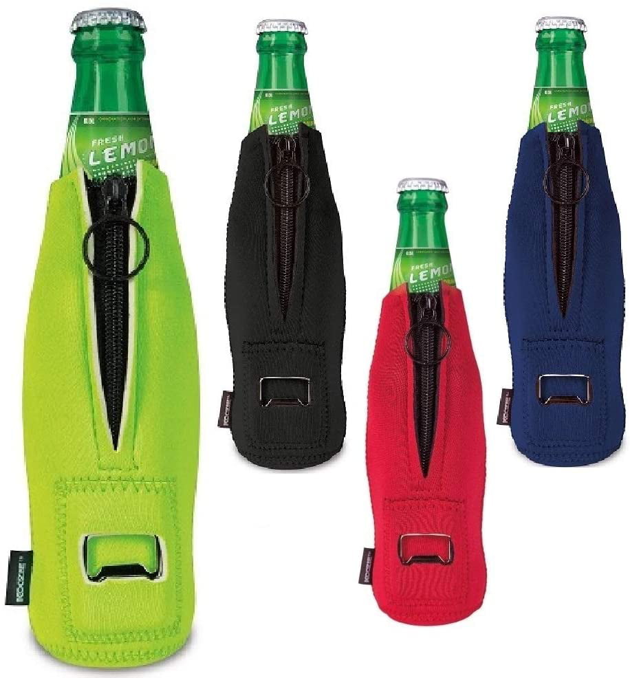 KOOZIE Beer Bottle Cooler with Zipper and Bottle Opener, Insulated Zip Up  Neoprene Jacket for 12 oz Bottles