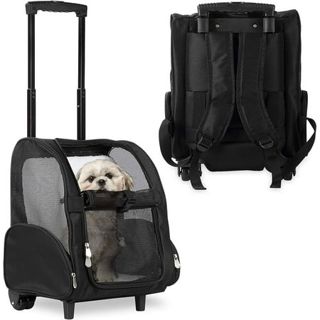 KOPEKS Deluxe Backpack Pet Travel Carrier with Wheels - Heather Gray - Approved by Most Airlines - Large