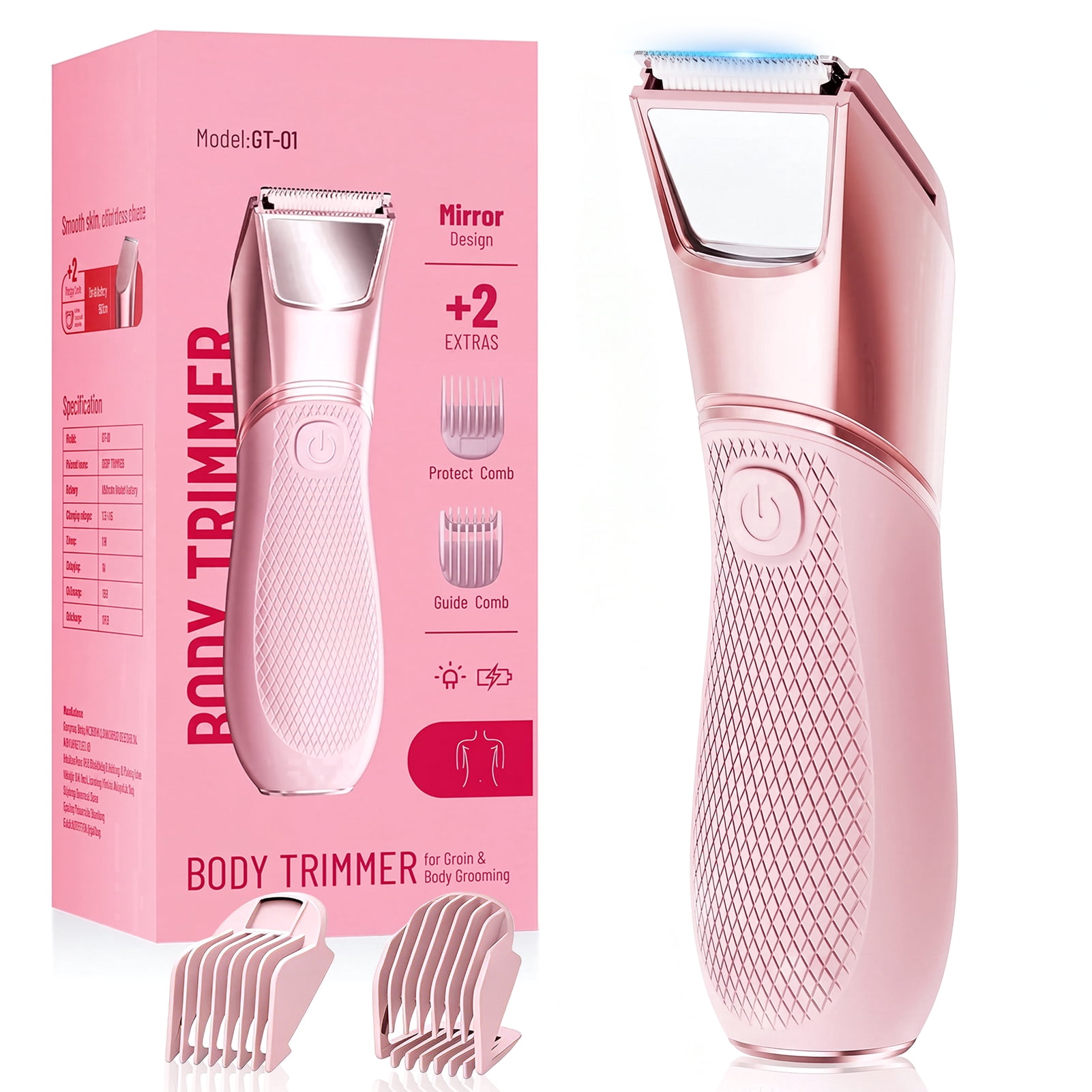 Nogroa Bikini Trimmer for Women, Electric Razors, Cordless Shaver with Ceramic Blade, IPX7 Waterproof Lady Facial Razor, Portable Rechargeable Body Pubic Hair T
